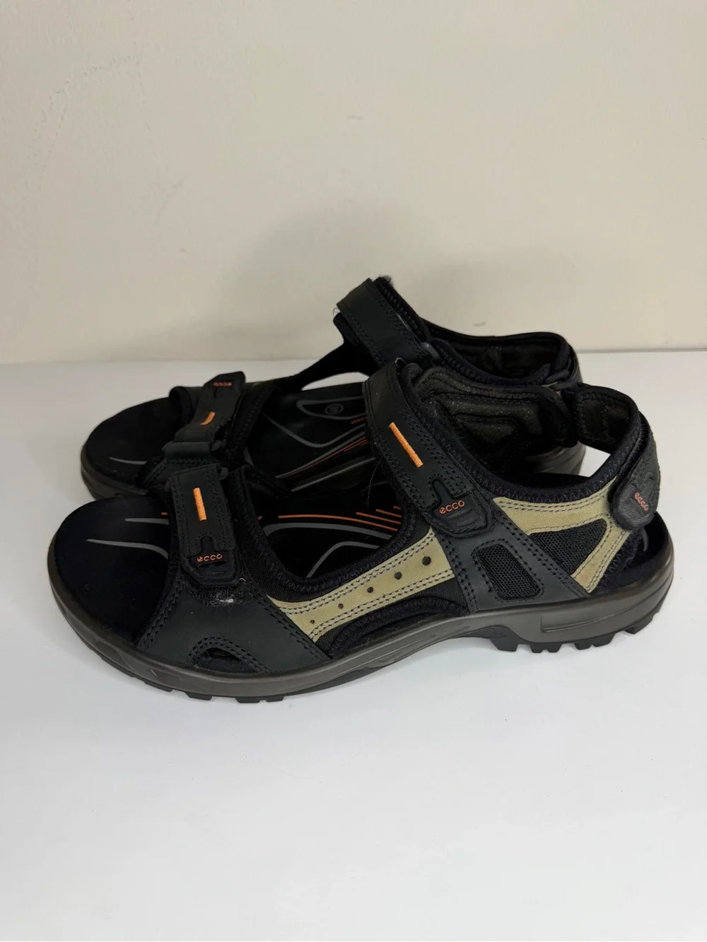 Mens Ecco Receptor Outdoor Sandals Men’s Size 46 US 12 Black Gray Hiking Trail